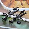 Flongo Men's Women Gothic Stainless Steel Black Cross Dangle Stud Earrings, Skull Skeletone Hand Claw Dangle Earrings, Vintage Cross Chain Stud Earrings Drop Dangle #1