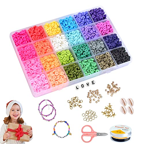 vrbabies 5400pcs Heishi Polymer Clay Beads Kit for Bracelets Making, Colorful Flat Letter Bead with DIY Jewelry Making Set for Adults/Girl Craft Gifts