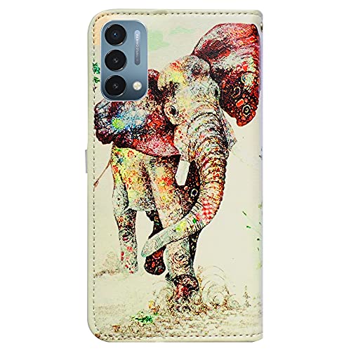 Image of Bcov Case for OnePlus Nord N200 5G, Elephant Pattern Leather Flip Phone Case Wallet Cover with Card Slot Holder Kickstand for OnePlus Nord N200 5G