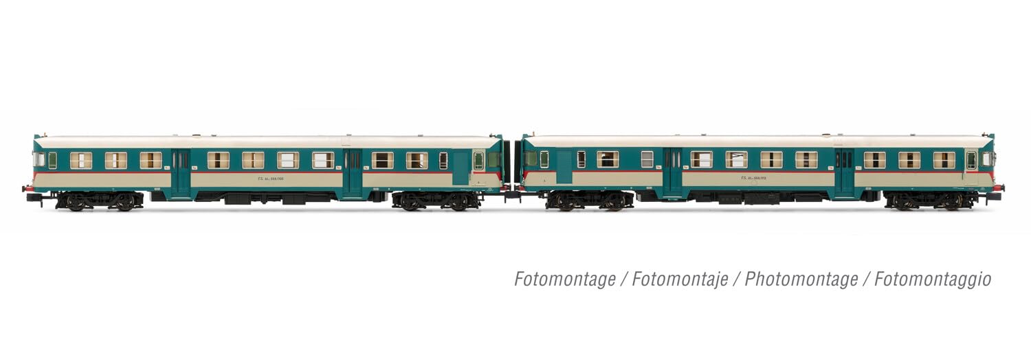 FS, confezione da 2 unità ALn 668 serie 1000, 2 porte livrea originale, finestrini arrotondati, epoca IV