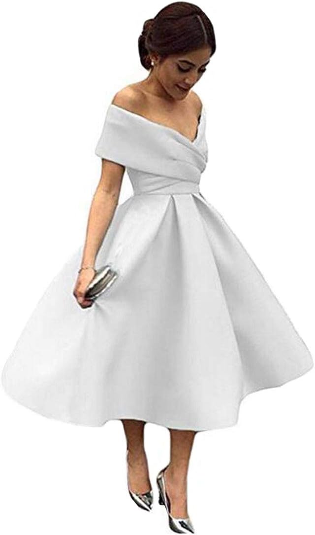 Tsbridal Women V Neck Bridesmaid Dresses Pockets Off Shoulder Wedding Party Dress