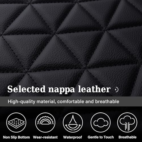 Image of Coverado Ram Seat Covers Full Set, Waterproof Ram 1500 Seat Cover Compatible with 2002-2026 Dodge RAM 1500 2500 3500 Crew Quad Cab with Curved Bench, Black
