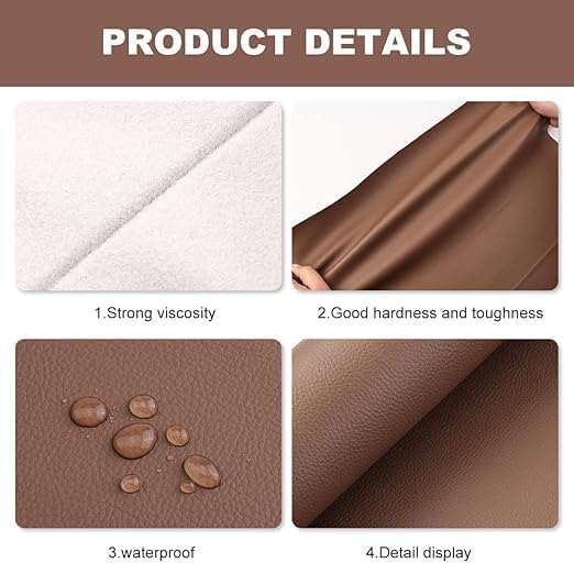 Koixurey Leather Repair Kit, Self-Adhesive Leather Repair Patch Tape Sticker, Give Your Car Seat Upholstery Filler Patches for Couch, Furniture, Sofas, Handbags, Car Seats(Brown) (1) 4