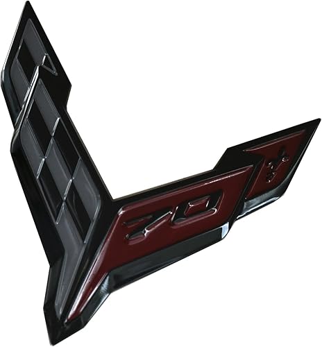 Miniatura 2 de 1 emblema de repuesto C8 Stingray Front 70th Anniversary Bumper Flags Emblema de repuesto para campana Corvette 2020+ (negro rojo)