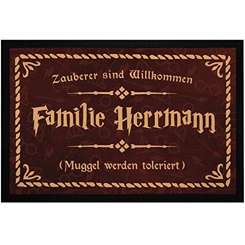 SpecialMe® Fußmatte mit Namen Familie Spruch Zauberer sind Willkommen...