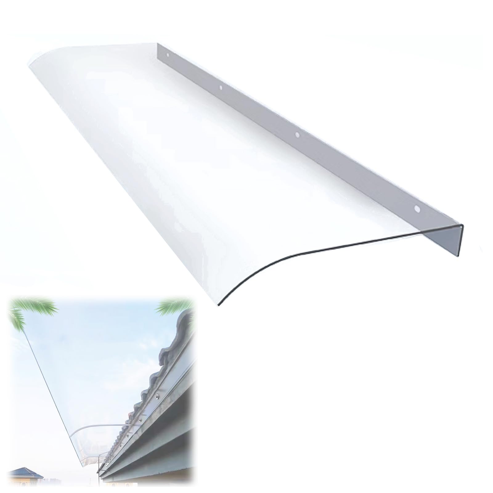 Auvent de toit polycarbonate transparent abri fenêtre contre la pluie et neige