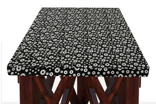 Image of The Furnishing Tree Elastic Rectangular Dining Table Cover WxL 36x63 in Inches Polyester Floral Pattern White