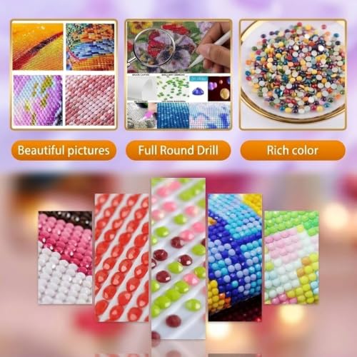 Image of HASTHIP Diamond Painting Kit Full Drill 5D Flower Diamond Art Canvas Resin Rhinestone Embroidery Craft for Adults Home Decor