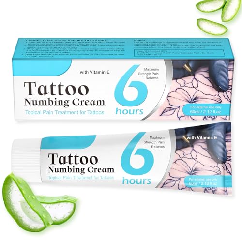 Tattoo Numbing Cream, Numbing Cream for Tattoos Extra Strength, With Vitamin E, Contains Natural...