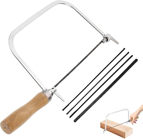 DOITOOL Sierra tallada con mango de madera dura de 12 pulgadas Mini marco de sierra de afrontamiento para carpintería y corte de madera precisión