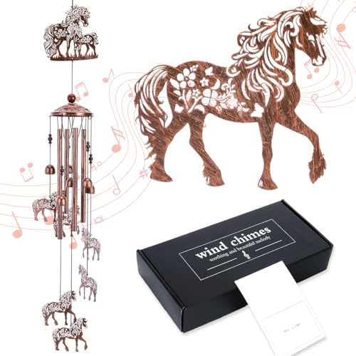 Riletese Horse Wind Chimes for Outside - Metal Windchimes Outdoors Horse Gifts for Women/Men Memorial/Birthday/Housewarming/Festival Gifts Chimes for Garden Decor Patio Yard Outdoors