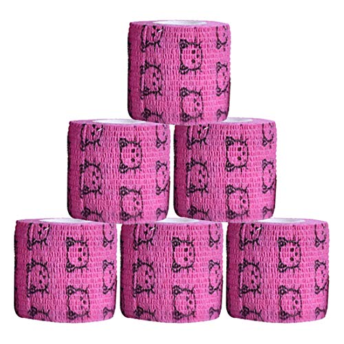 Bemin ペットフレックス 包帯 粘着包帯 犬用 6個セット ガーゼテープセット ペット 自着性伸縮包帯 弾力包帯 犬 猫 伸縮 防水 ペット用品 ペット包帯 犬用包帯 犬ペットフレックス ローズ L