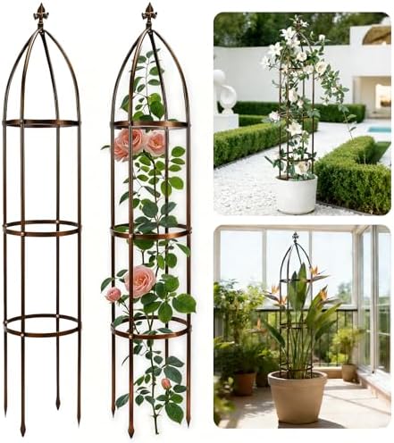 6.3FT, 100% Metal Thickened Garden Obelisk Trellis for Climbing P...