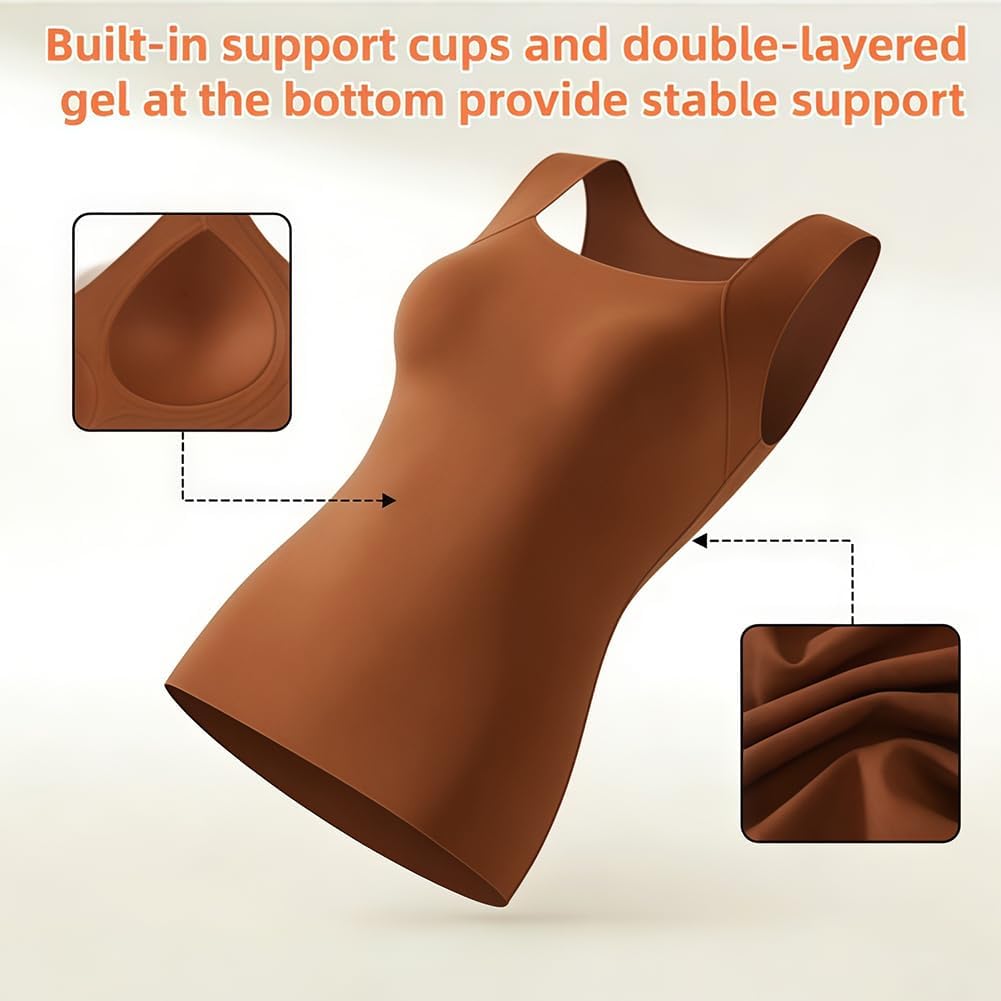 2027 New Built in Comfort Bra Tanktop, Seamless Shaper Tank Tops No Underwire, No Tight Band, No Straps that Dig or Slip
