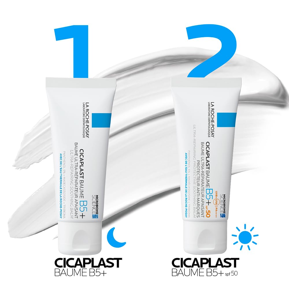 La Roche-Posay Cicaplast Baume B5+ SPF50 Soothing Repairing Balm 40ml – Protective Multi-Purpose Cream with 5% Panthenol & Madecassoside for Dry, Irritated Sun-Exposed Sensitive Skin
