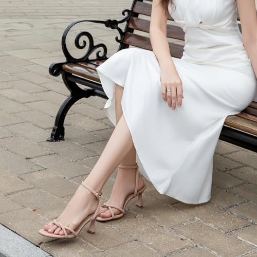 Image of Womens Kitten Heels, Round Open Toe Strappy Heeled Sandals, Ankle Strap Dress Shoes for Party, Wedding, Low Heel 2.5 inch