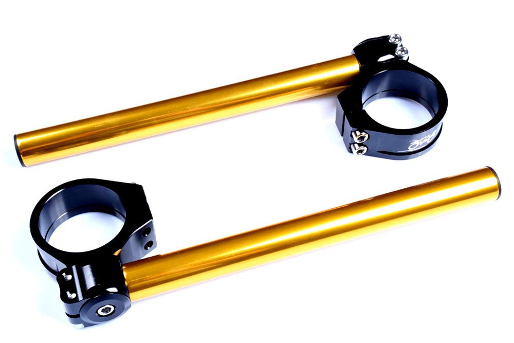 avdb-moto Pair of Reclining AVDB Clip-On Handlebars 45 mm compatible with TRIUMPH Speed Triple T595 955 1997-2004, Daytona 955i 1997-2006 (gold)