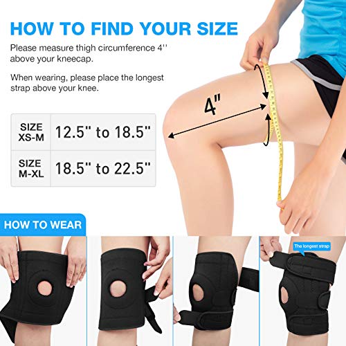 AVIDDA Knee Support for Men and Women - Knee Brace with Open Patella - Compression Sleeve with 3 Straps for Running, Sports, Arthritis, Joint Pain Relief, ACL, MCL, Tendonitis - Black - Image 2
