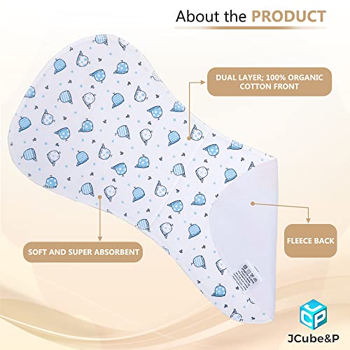 Jcube&P Baby Burp Cloth - Organic Cotton & Fleece Burp Clothes - Soft & Absorbent Curvy Burp Rags - Cute 5-Pack Contoured Set Burp Towels - Newborns & Infants Burping Cloths (Peace) #TOP3