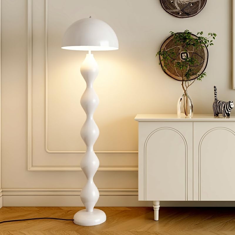 LITFAD Unique Floor Lamp with Iron Shade and Foot Switch Modern Floor Light for Stylish Indoor Lighting 3 Color Temperatures - 110V-120V White