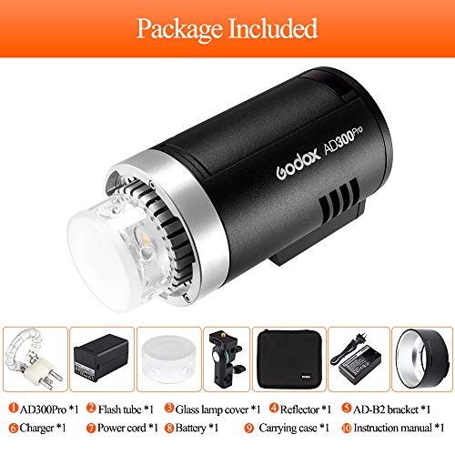 Godox AD300Pro 300Ws Luz estroboscópica portátil TTL 1/8000 HSS 320 Veces Flash de Potencia 0.01~1.5s Tiempo de Reciclaje Flash (AD300PRO)