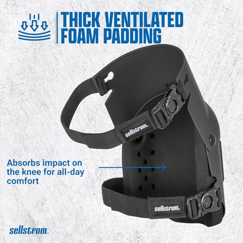 Image of Sellstrom Ultra Flex KneePro Professional Knee Pads for Men & Women with Thick Foam Cushioning & Heavy Duty Hard Outer Shell - Adjustable Straps with Quick-Clips & Ergonomic Metal Hinges - for Construction Work, Gardening, Roofing, Flooring