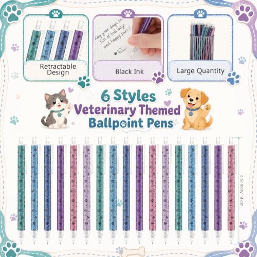Image of Jetec 120 Pcs Vet Tech Week Gift Ballpoint Pen Paw Funny Thank You Gift