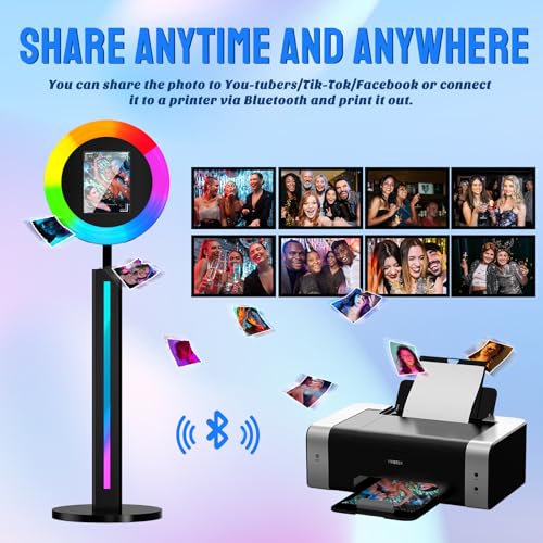 Image of Portable iPad Photo Booth Compatible with Any Ipad,2 Months ChackTok PhotoBooth VIP Member, RGB Music Sync, Software APP, Remote Control, Ring Light, Selfie Photo Booth with Flight Case Black