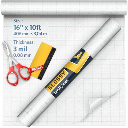 Self Adhesive Clear Glossy Laminating Roll 16” x 10ft 3 MIL Multipurpose Laminating Film Roll Peel and Stick