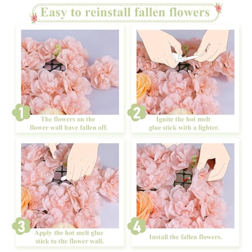 FUHSY Pink Flower Wall Backdrop 3D Rose Flower Wall Panel 12 Packs 15 x 15 Inch Artificial Flower Wedding Backdrop for Photo Floral Background for Bridal Shower Birthday Party Stage Room Decor by FUHSY - Image 9