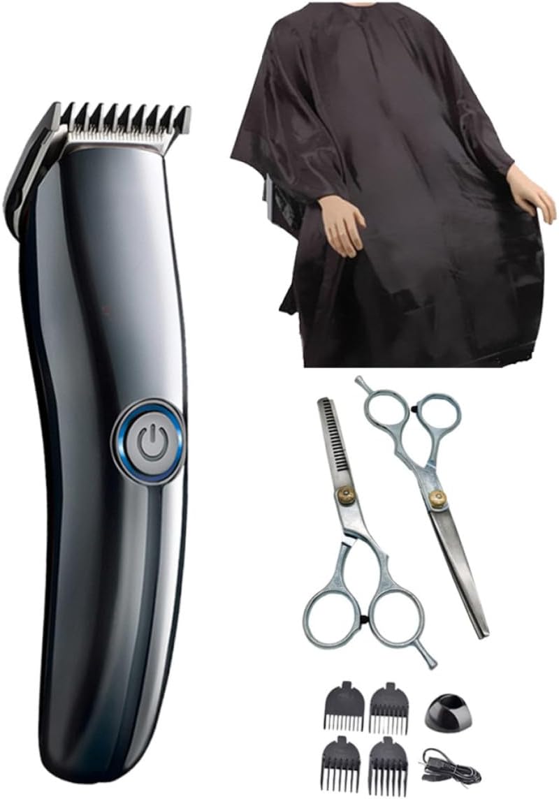 Professional Haircutting Kit with USB Charging Electric Hair Clipper and Abs Hairdressing Scissors, Includes Clipper Comb and Black Hair Stylist Apron for Salon and Personal Use