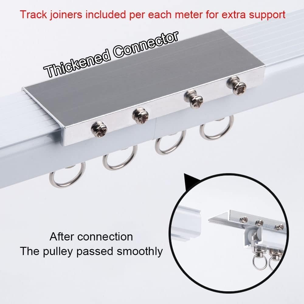 Room Divider Ceiling Track System Shower Curtain Heavy Duty Curtain Track 3.3-16.4ft,Aluminum Alloy Silence Curtain Rails, Room Divider, with Track, Roller,Installation Hardware and End Cap, Ceiling/W