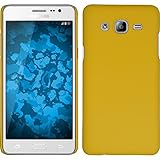 PhoneNatic Hülle kompatibel mit Samsung Galaxy On5 - Hülle gelb gummiert Hard-case + 2 Schutzfolien