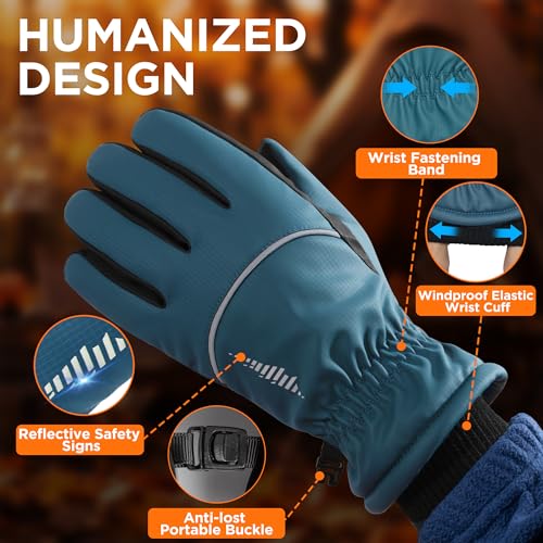 rivmount Winter Gloves with Waterproof, Touchscreen, Warm, Windproof for Women Men, Thermal Snow Glove for Cold Weather Running, Ski, Cycling, Working, Hiking, Driving, Biking, Outdoor (Blue M) by rivmount - Image 4