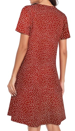 Image of Womens Summer Dresses Beach Casual Loose Tshirt Floral Short Sleeve Flowy Pockets Sundresses 2026