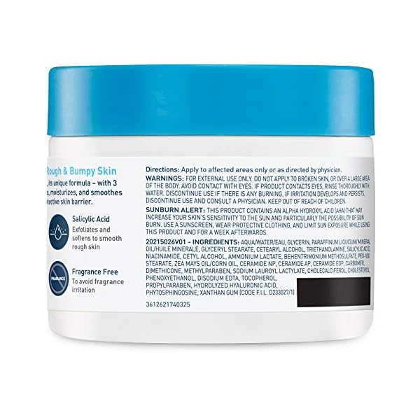 CeraVe-SA-Cream-12-Ounce-Renewing-Salicylic-Acid-Body-Cream-for-Rough-and-Bumpy-Skin-Fragrance-Free CeraVe Moisturizing Cream with Salicylic Acid | Exfoliating Body Cream with Lactic Acid, Hyaluronic Acid, Niacinamide, and Ceramides | Fragrance Free & Allergy Tested | 12 Ounce