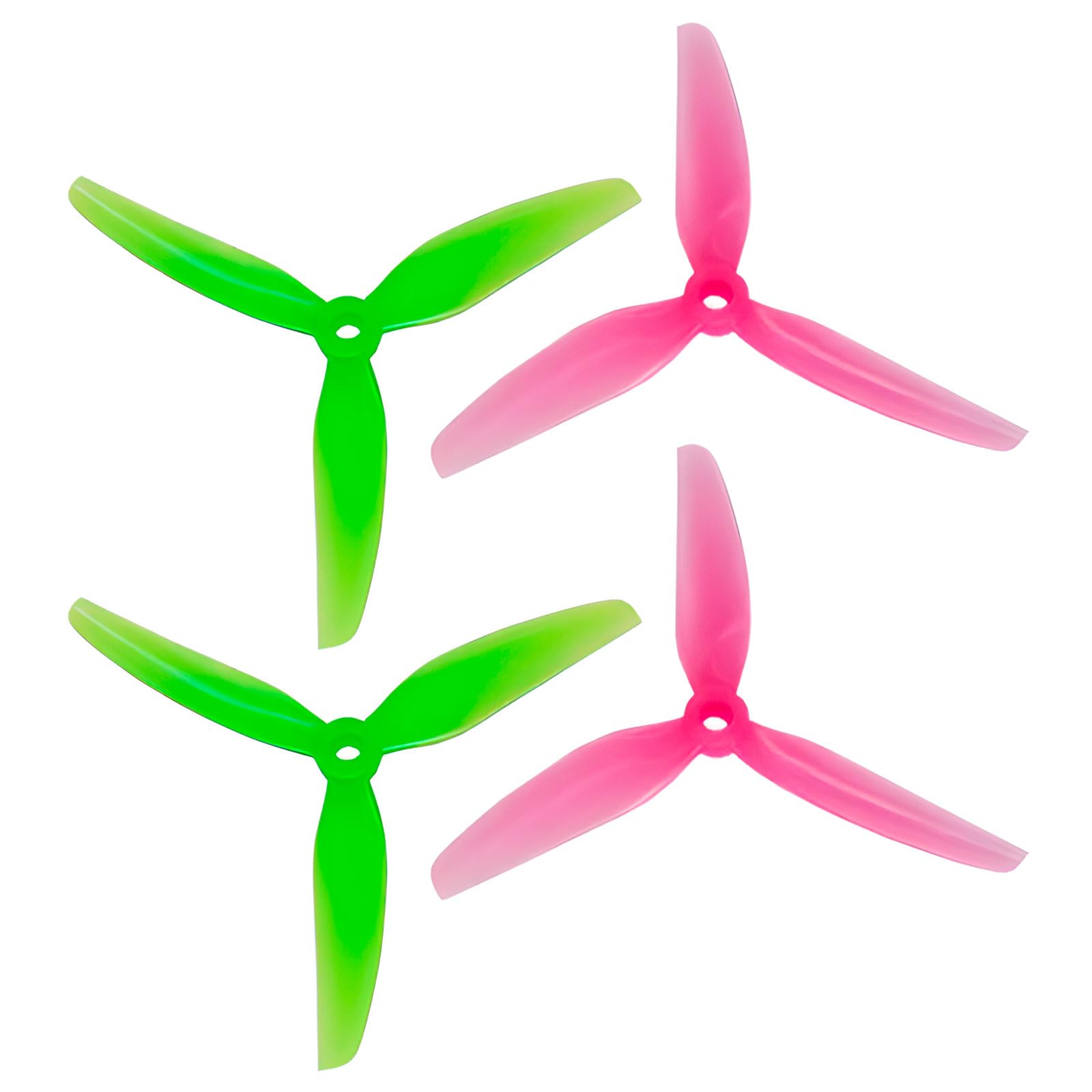 HQProp8pcs Ethix 5x3.1x3 5" 3-Blade Propeller Set (4X CW / 4X CCW) Green & Pink Watermellon Colors