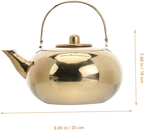Miniatura 7 de Tetera de acero inoxidable con colador, tetera pequeña y pequeña de metal para acampar, hervidor de agua hirviendo, tetera superior