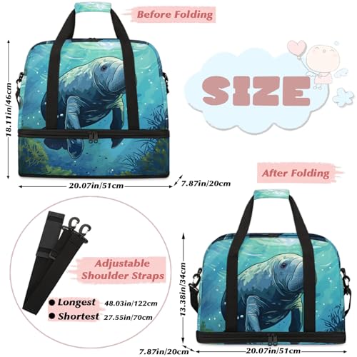 Large Weekender Overnight Bags Cute Animal Cartoon Walrus Travel Duffel Bag for Women Men Gym Bag With Shoe Compartment Foldie Travel Tote Bag Carry On Personal Item Bag for Travel Gym Sports2