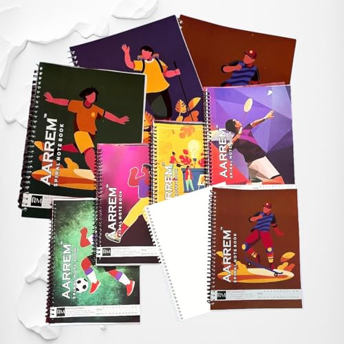 Image of Premium Spiral Notebook Plain A4 Size, Unruled 70 GSM Paper, 200 Pages, College Unruled Paper, School Office Supplies, Multicolor Pack of (9)
