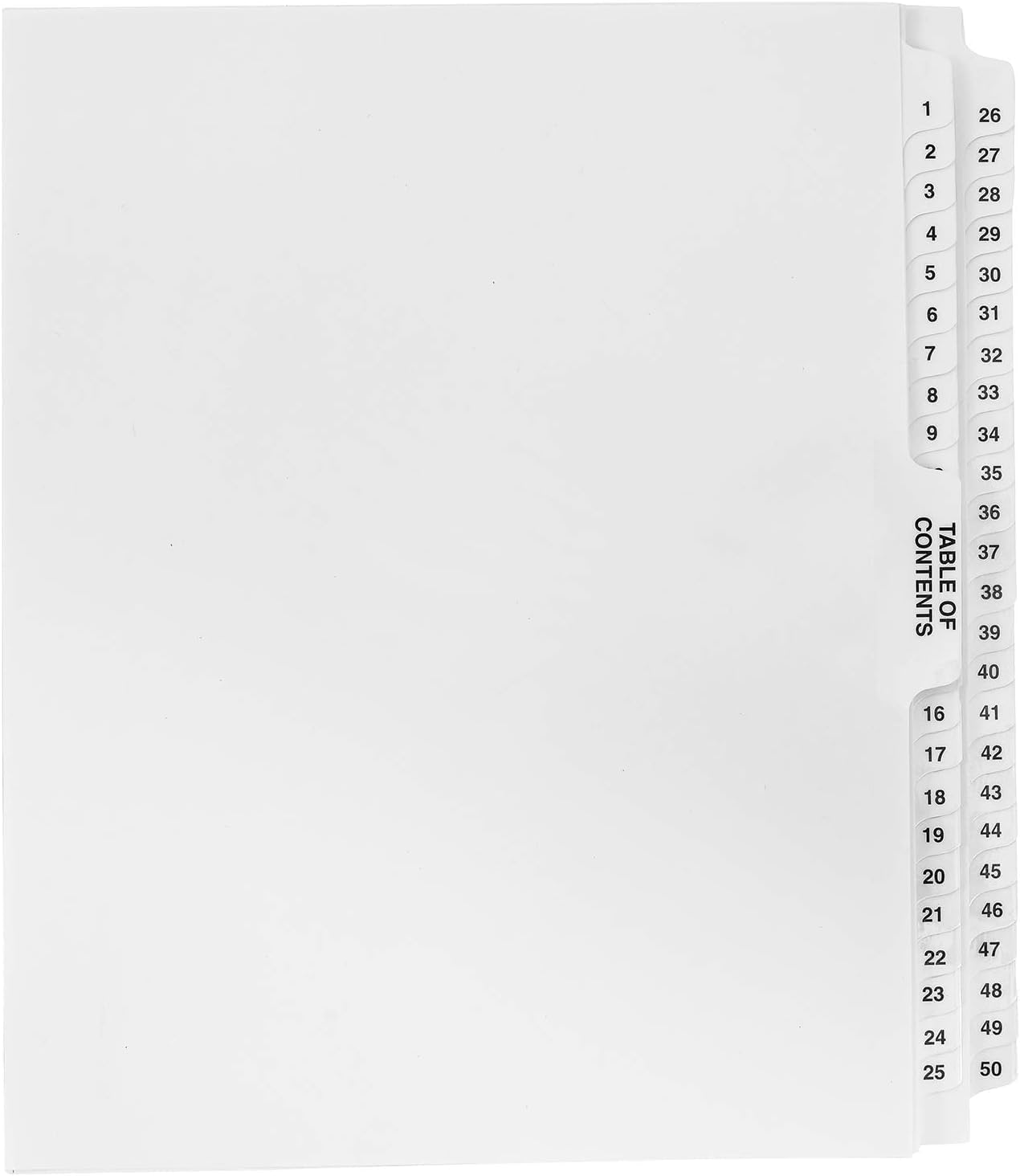 UnPunched Numbered Dividers 150 Office Products