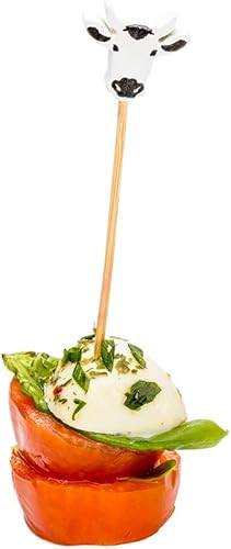 Brocheta de bambú blanco de vaca feliz, 4 x 34 pulgadas, caja de 1000 unidades, utensilios para restaurante