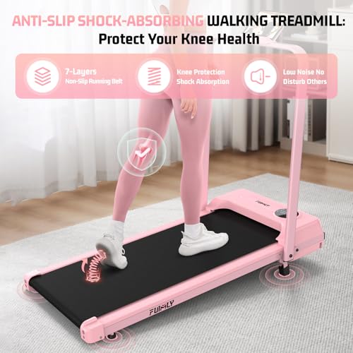 Image of FUNMILY Upgrade Walking Pad Folding Treadmill with 12% /15% Incline & Handle Bar, 3.5HP Foldable Under Desk Compact Treadmills for Home /Office /Gym, 400+lb Capacity, Shock Absorption