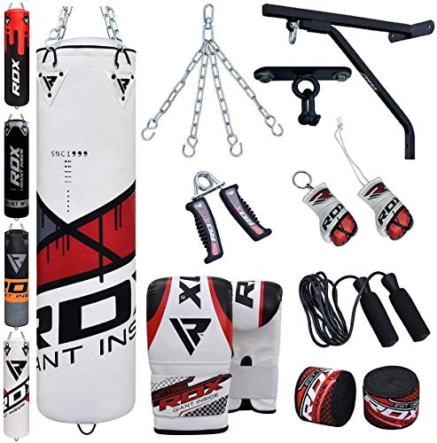 RDX Punch Bag for Boxing Training | Filled Heavy Bag Set with Punching Gloves, Chain, Wall Bracket | Great for Grappling, MMA, Kickboxing, Muay Thai, Karate, BJJ & Taekwondo | 14 pcs Comes in 4FT/5FT