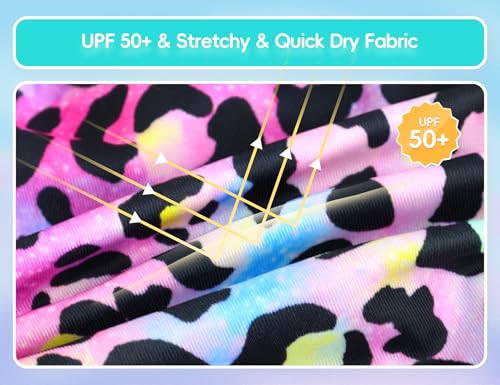 Image of Girls Swimsuit Long Sleeve Rush Guard Bathing Suit Swimwear with Bikini Bottom Sun Protection