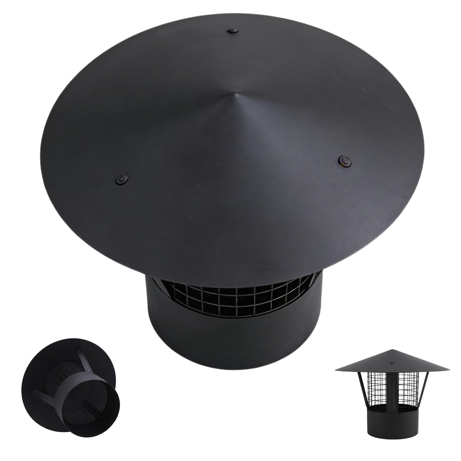 Chapeau de cheminée 125mm inox 304 pour protéger votre poêle à bois de la pluie et des oiseaux