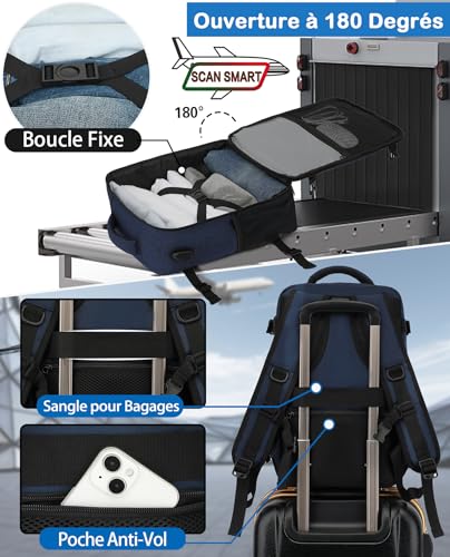 Sac Cabine Easyjet 45X36X20 : KLOSTAIN Sac à Dos Voyage Cabine Avion 45x36x20 pour Easyjet 30L ... – Image 3