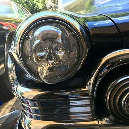 Mersuii 2Pcs Halloween Skull Headlight Skull Headlight Cover Replacement Car Front Headlamp Shade Skeleton Head Lamp Protector For Car Trunk Suv #TOP2