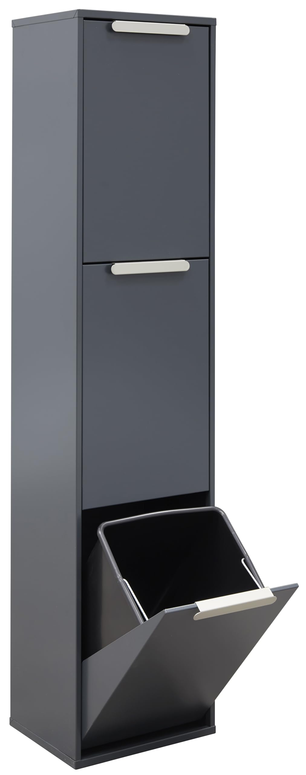 ARREGUI Ecoclas CR304-E Mülltrennsystem aus Stahl | 3 Fächer Mülleimer für die Küche |3x17L (51L) | 3 Fach Abfalleimer | Herausnehmbare Inneneimer + Griff | Recycling Schrank | Mülltrennung |anthrazit