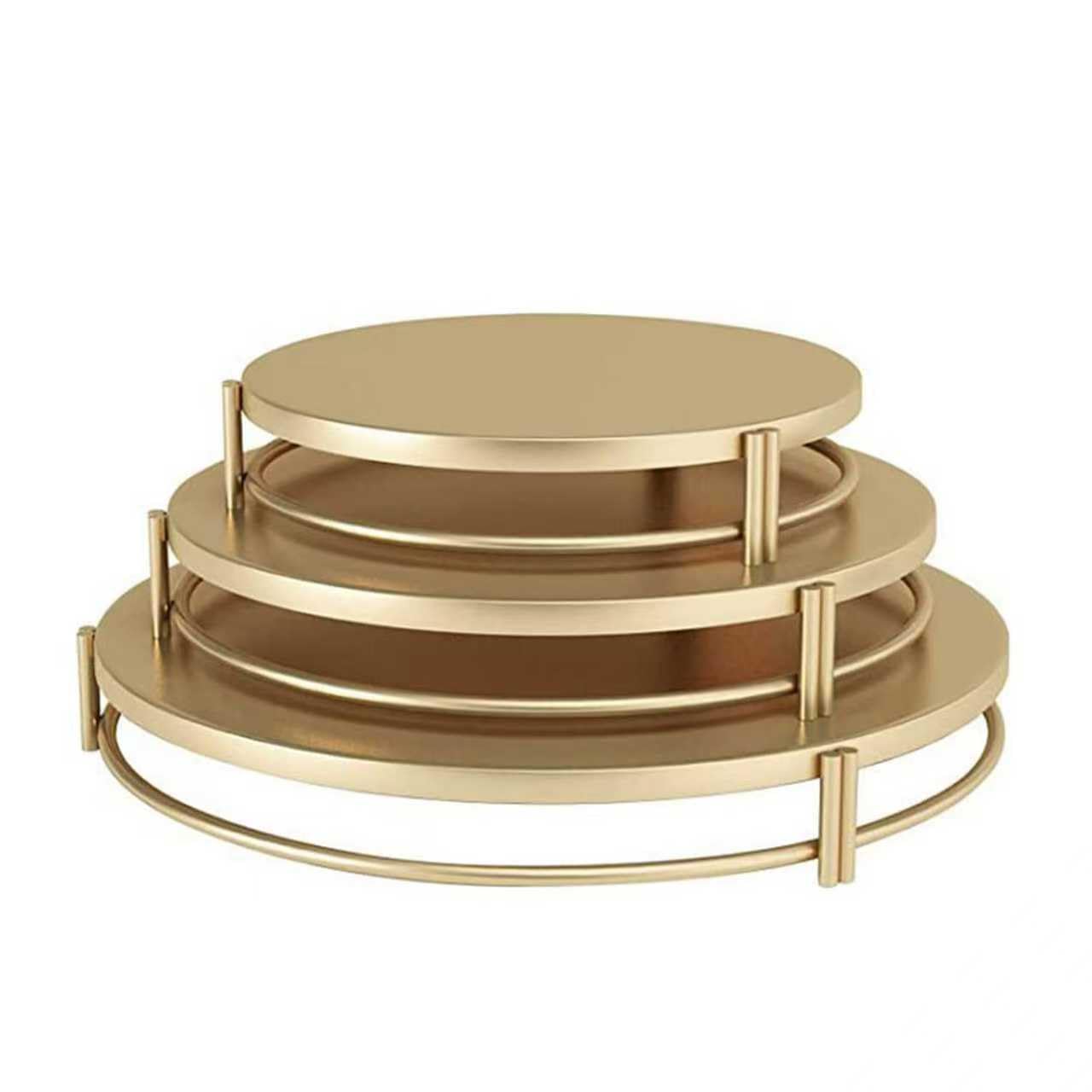 Yumzxin 3-Pack Round Gold Cake Stand Set - 12, 10, 8 Inch Metal Dessert Display Stands for Wedding, Birthday Party, Celebration Serving
